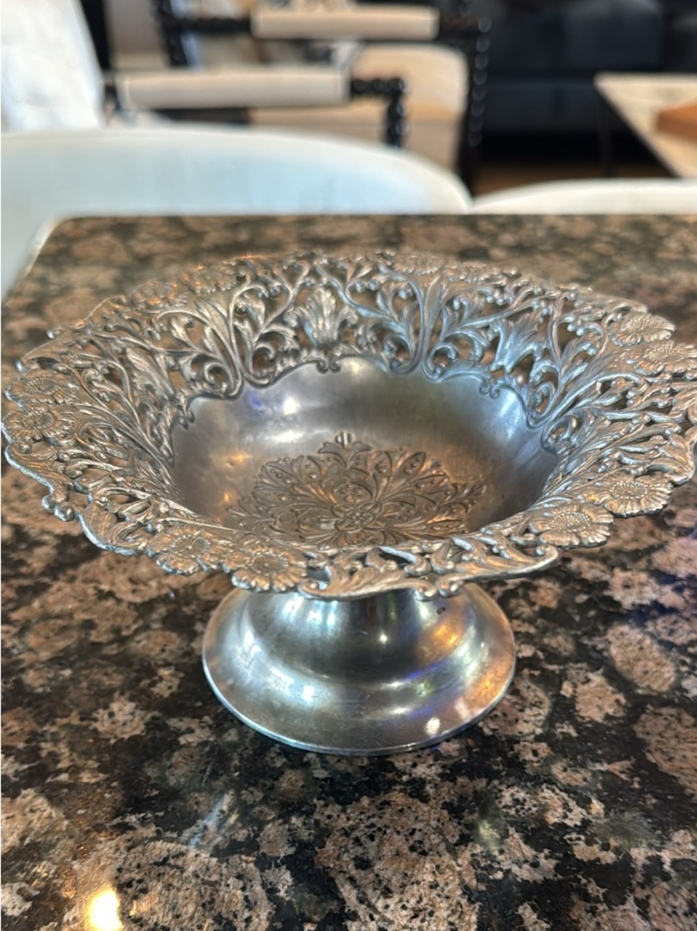Vintage Occupied Japan Silver Plated Pedestal Compote Bowl - Mid-Century